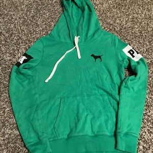 Pink Hoodie. Green small